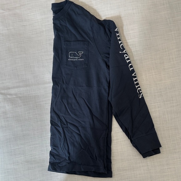 Vineyard Vines Boys Dark Blue Logo Long Sleeve Tee - Picture 1 of 4